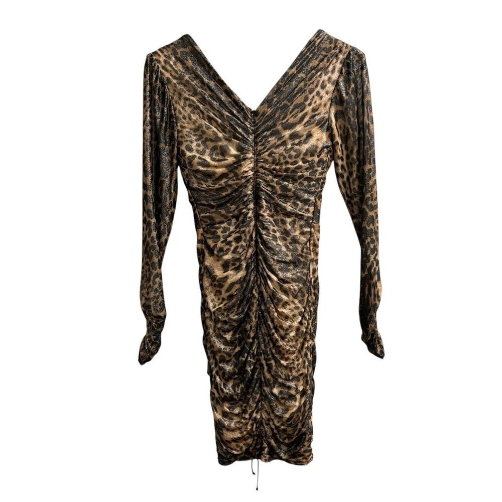SHO By Tadashi Shoji Mini Dress Animal Print Mesh Bodycon Cinched Size XS Event‎